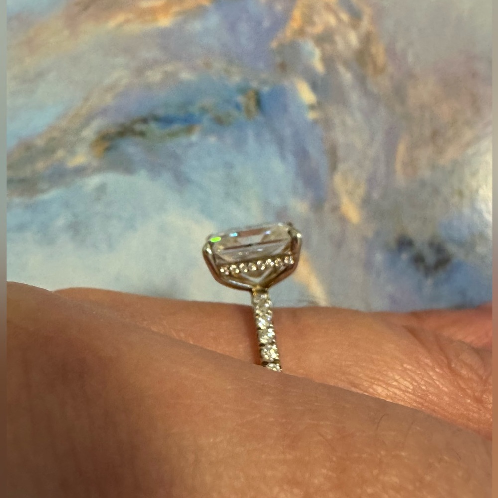 5ct Moissanite silver 925 engagement ring diamond lab radiant cut pave 7 6.75 - Picture 7 of 11